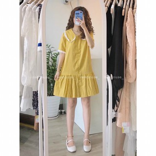 ĐẦM BABYDOLL VÀNG CỔ BÈO (KÈM VIDEO HÌNH THẬT)