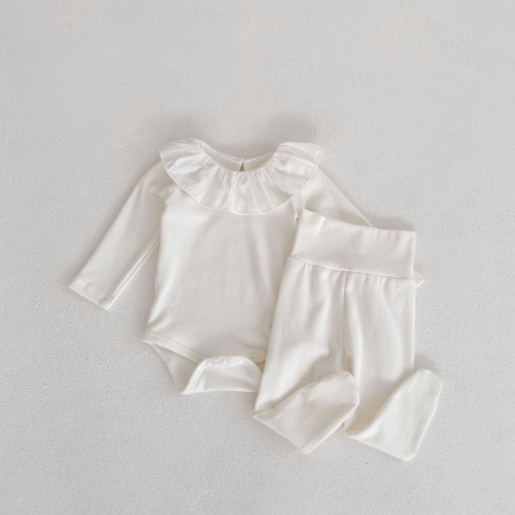 Bbaby Quần Legging Lưng Cao Phối Áo Tay Dài In Hoa Dễ Thương Và Thoải Mái Cho Bé Gái