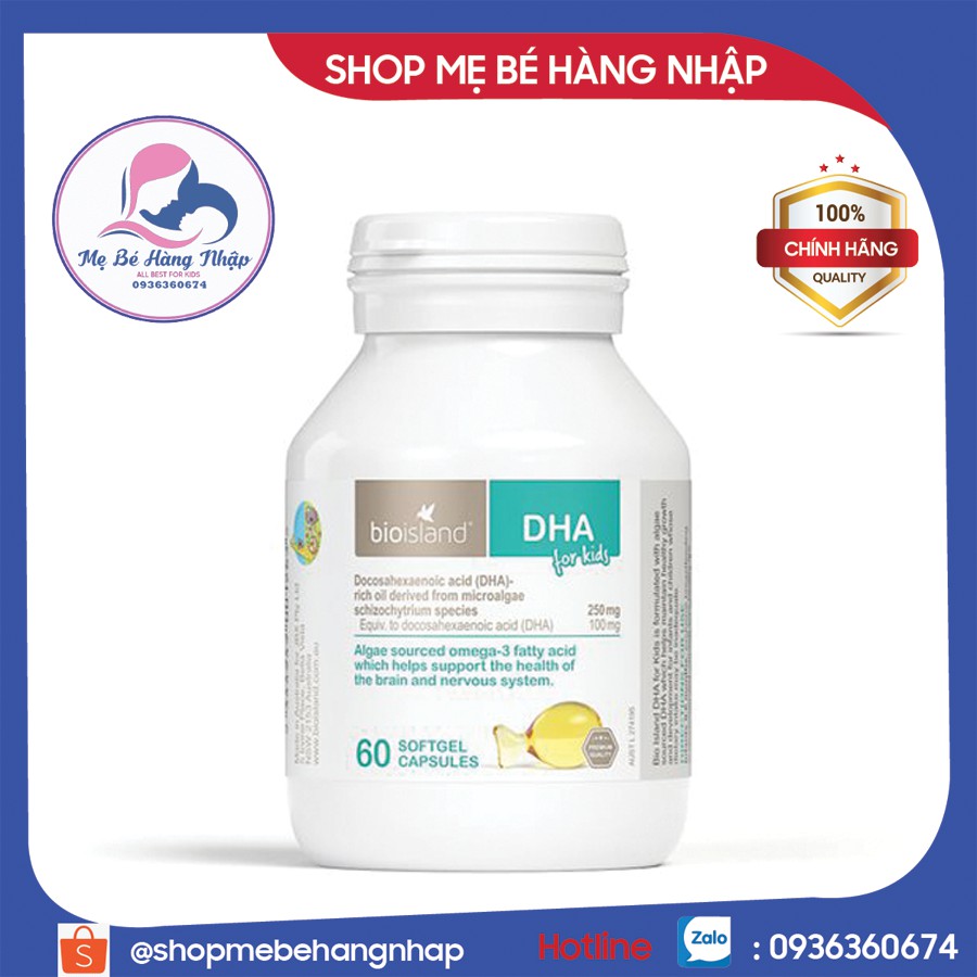 Viên uống bổ sung DHA cho trẻ bioisland Úc - Hộp 60 viên