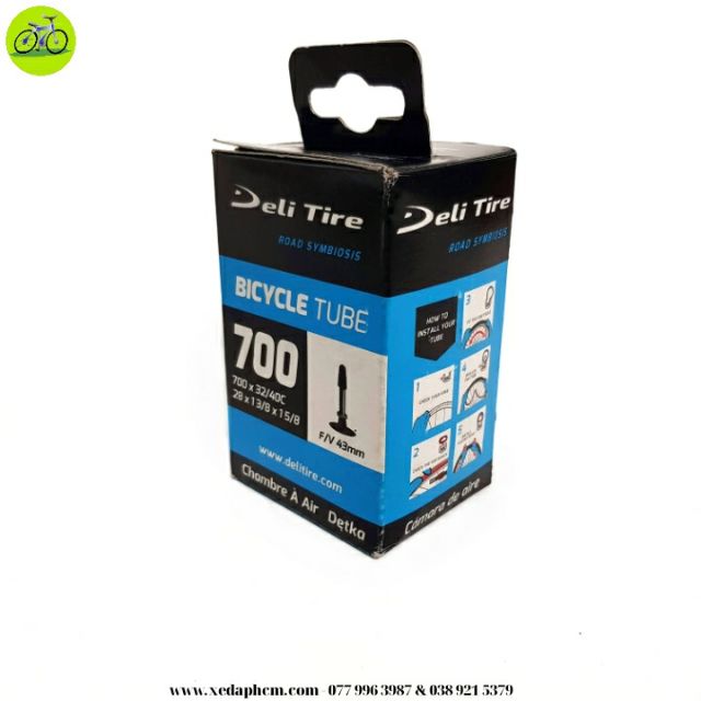 Cặp 2 săm ruột xe đạp Deli Tire 700x32/40c AV-48mm van xe máy (Mỹ)