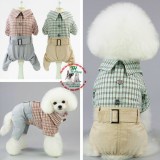 ÁO 4 CHÂN SƠ MI KẺ XANH CHO CHÓ MÈO - QUẦN ÁO CHÓ MÈO