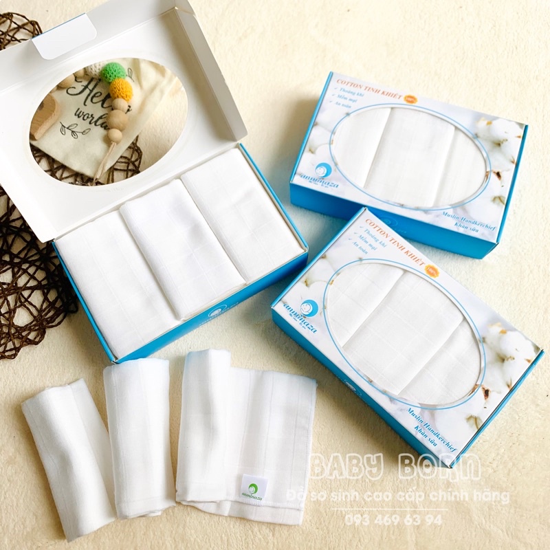 Anminaza - Set 10 khăn sữa Muslin 100% cotton mềm mại, thoáng khí, an toàn cho bé