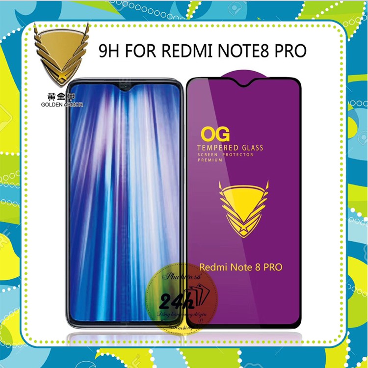 Kính cường lực OG cho Xiaomi Redmi Note 8 Pro Full màn full keo viền mỏng mặt kính siêu chịu lực