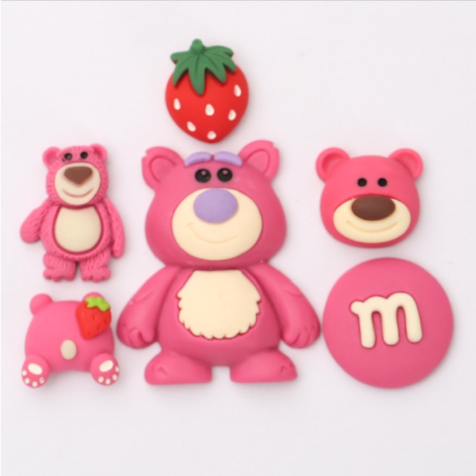 Charm gấu hồng Pink Bear  cho các bạn trang trí vỏ ốp điện thoại, dán Jibbitz, kẹp tóc, DIY