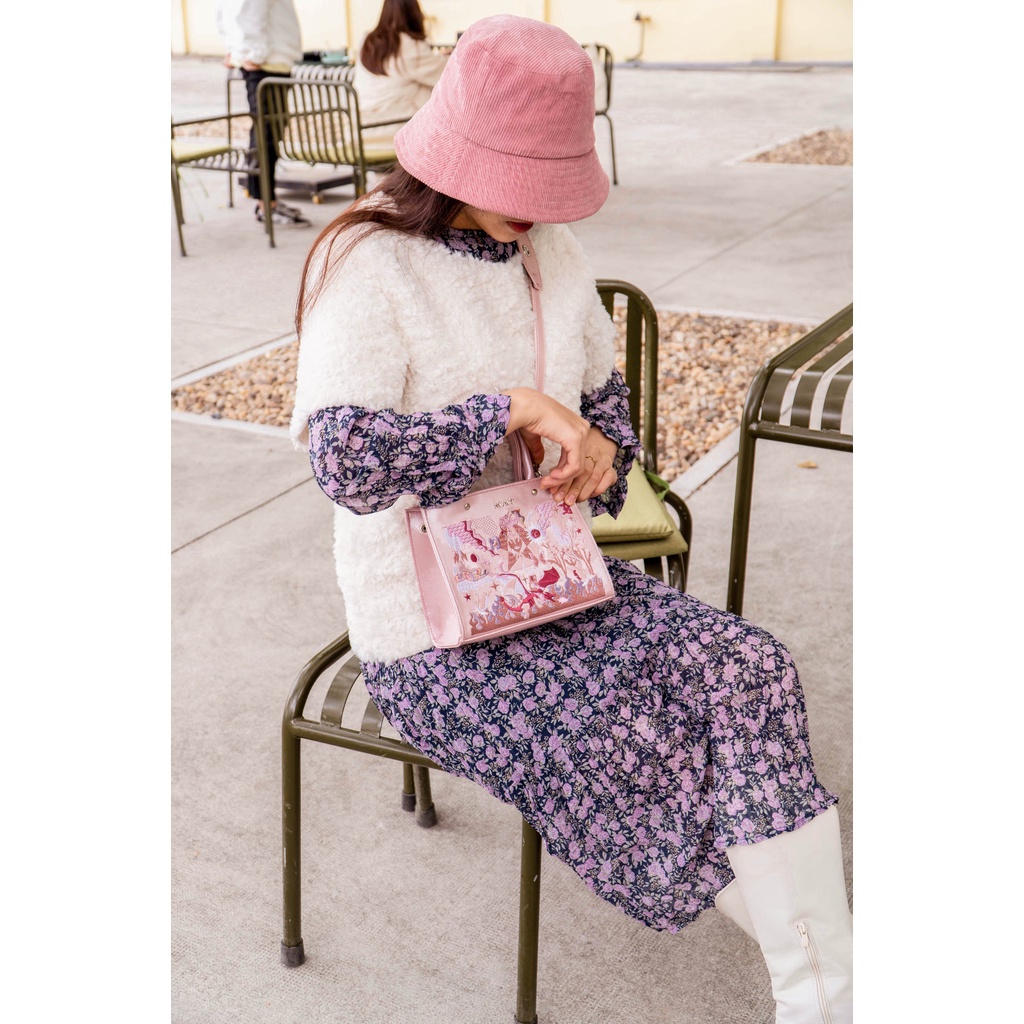 Túi xách NGAOS The Book Bag Silver Rose - Medium Size