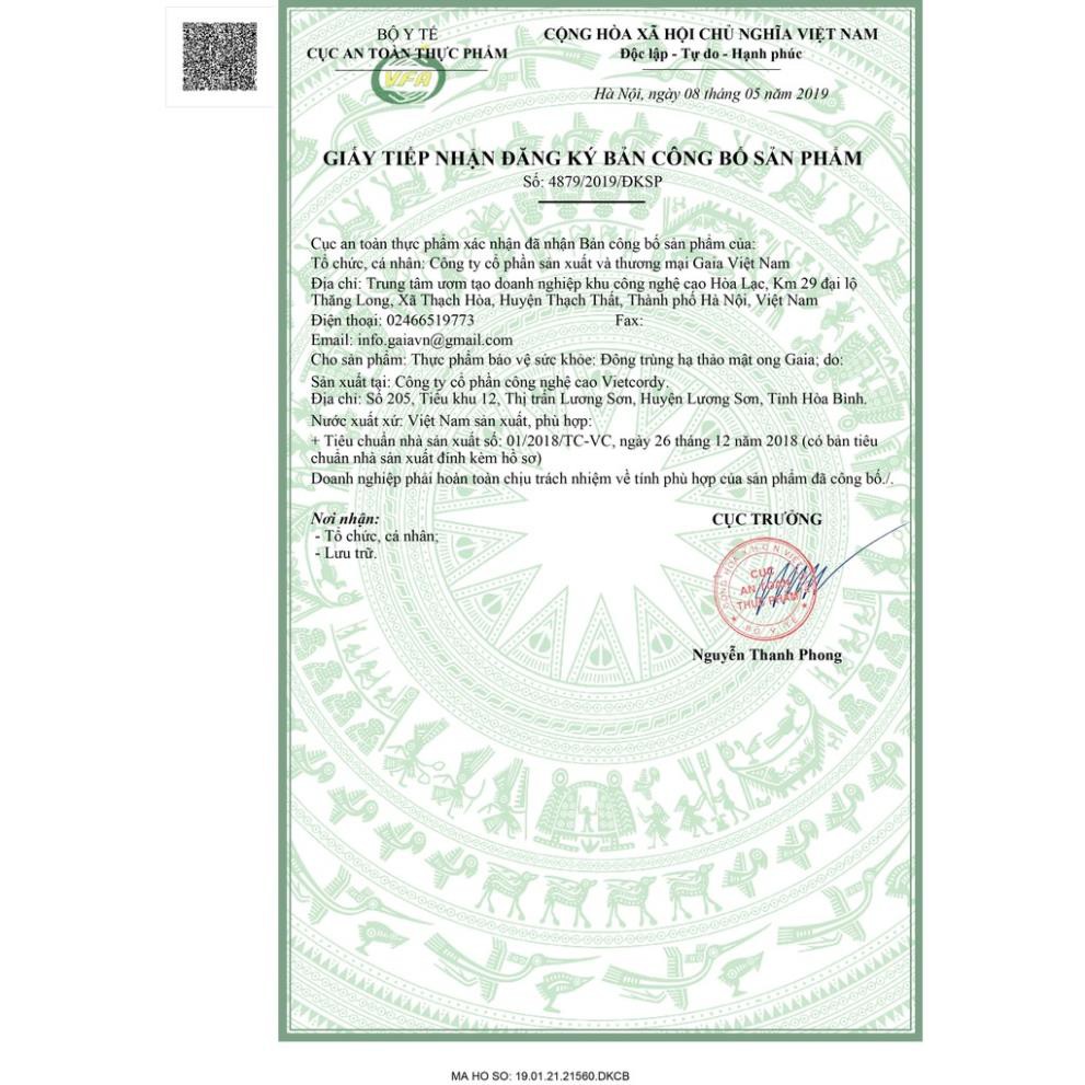 Đông trùng hạ thảo mật ong Gaia - Bổ thận tráng dương, bồi bổ cơ thể, bổ phế, giảm lão hóa. | Thế Giới Skin Care