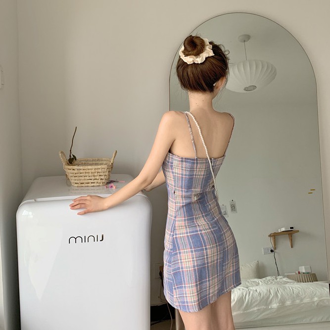 Đầm Hai Dây Họa Tiết Sọc Caro Phối Ren Xinh Xắn Thời Trang Cho Nữ | BigBuy360 - bigbuy360.vn