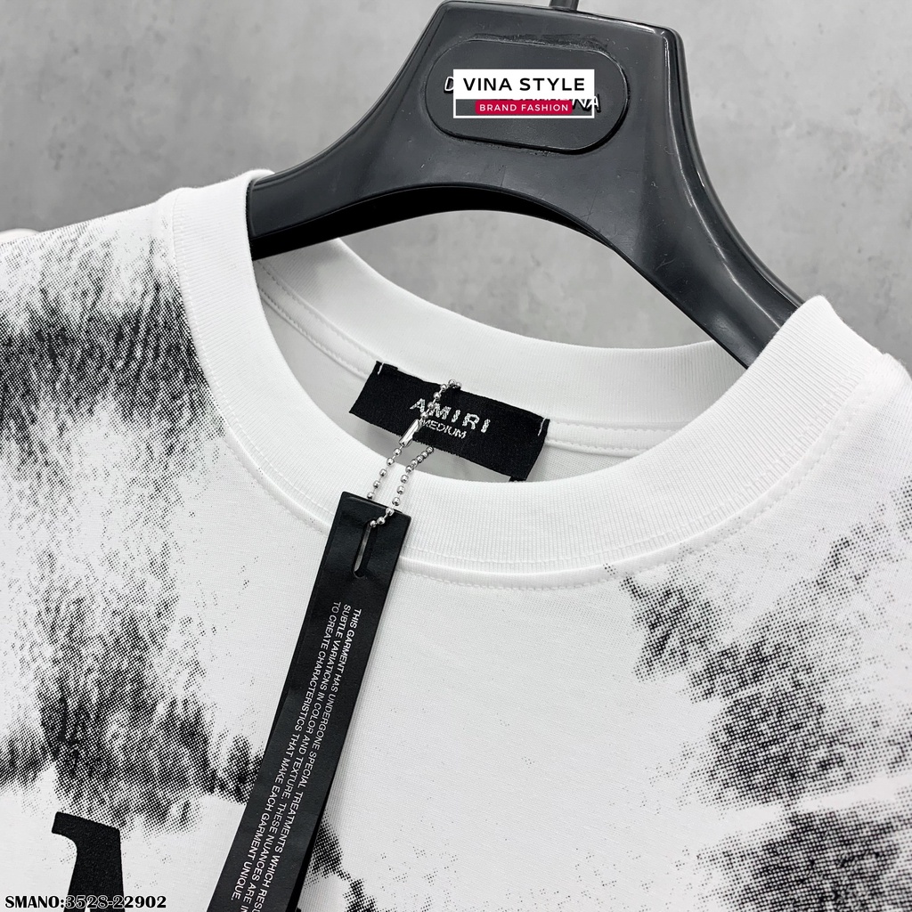 Áo phông Amiri họa tiết đen pha trắng - Áo thun cotton Amiri phối đen trắng họa tiết chìm Unisex
