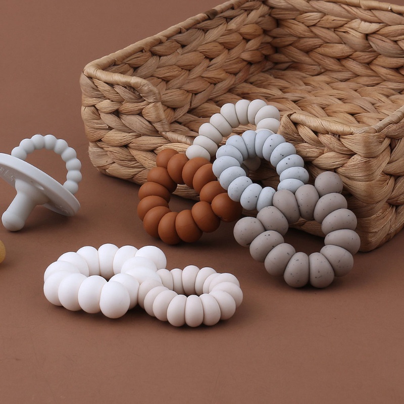 Vòng Tay Đồ Chơi Hạt Silicone Cấp Thực Phẩm Cho Bé Gặm Nướu