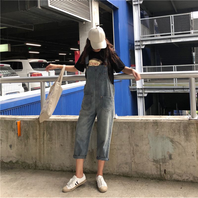 SUXI Jumpsuit thời trang có dây đeo vai tiện dụng phong cách Hàn Quốc cho nữ