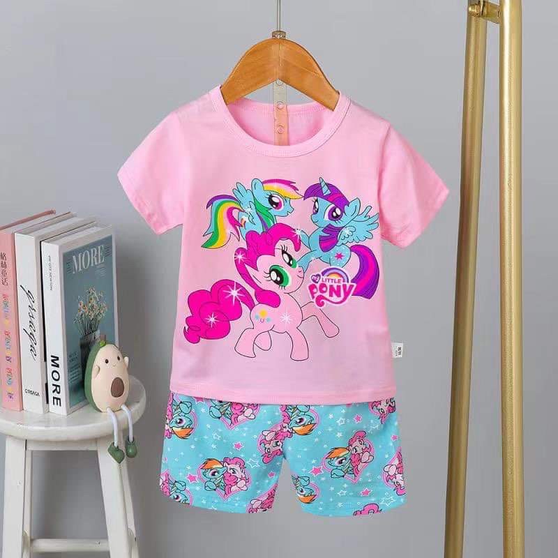 (Kubao, QiQi 8-15kg) Quần áo Quảng Châu - Bộ cotton cộc tay xuất Hàn Kubao cho bé gái 8-15kg (0,5 - 3 tuổi)