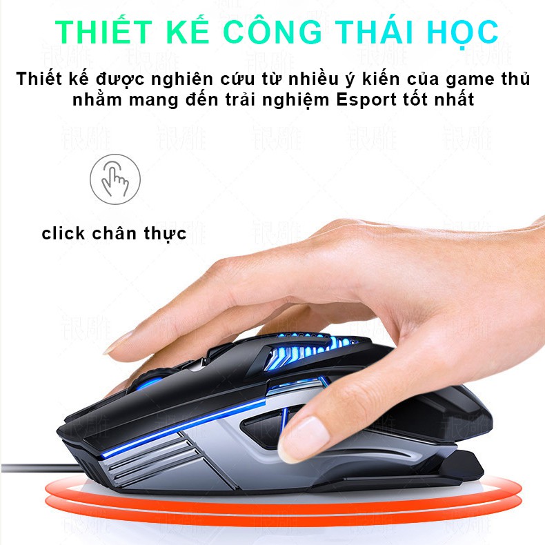 Chuột máy tính gaming chơi game SIDOTECH YINDIAO G4 Pro 800/1200/1600/3200DPI có dây cho game thủ Esport- Chính Hãng