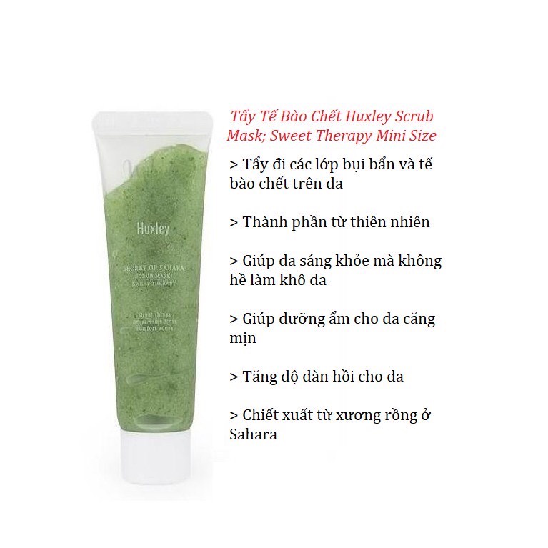 Tẩy Da Chết mặt Huxley chiết xuất từ xương rồng MASK SCRUB, SWEET THERARY size mini