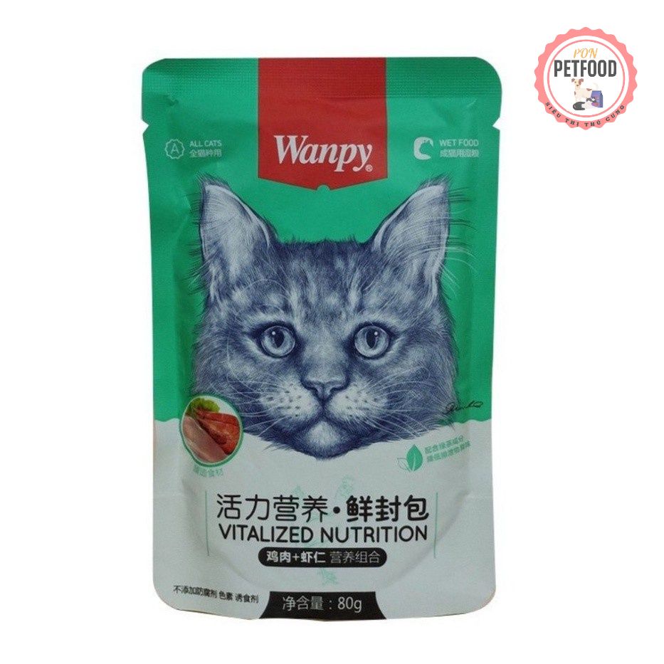 Pate Wanpy tổng hợp 80g thức ăn cho pet MÈO mọi lứa tuổi gồm 7 Vị siêu phong phú