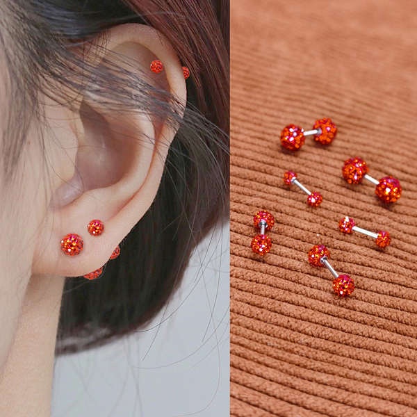 (Hàng Có Sẵn) Khuyên Tai Đinh Tán Xoắn Ốc Xoắn Màu Đỏ Siêu Lấp Lánh Thời Thượng 2022 Chất Lượng Cao