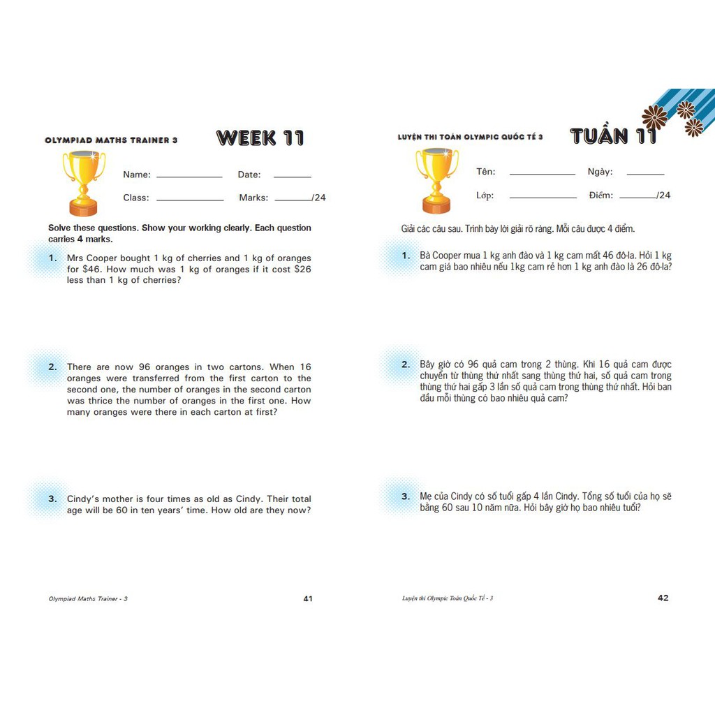 Sách: Luyện thi Olympic Toán Quốc tế 3 - Toán Lớp 3 và Lớp 4 ( 9 - 10 tuổi ) | WebRaoVat - webraovat.net.vn