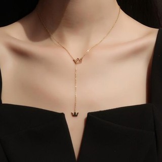 Dây Chuyền Vương Miện Kiểu Chữ Y Titan Ko Đen TT 2984