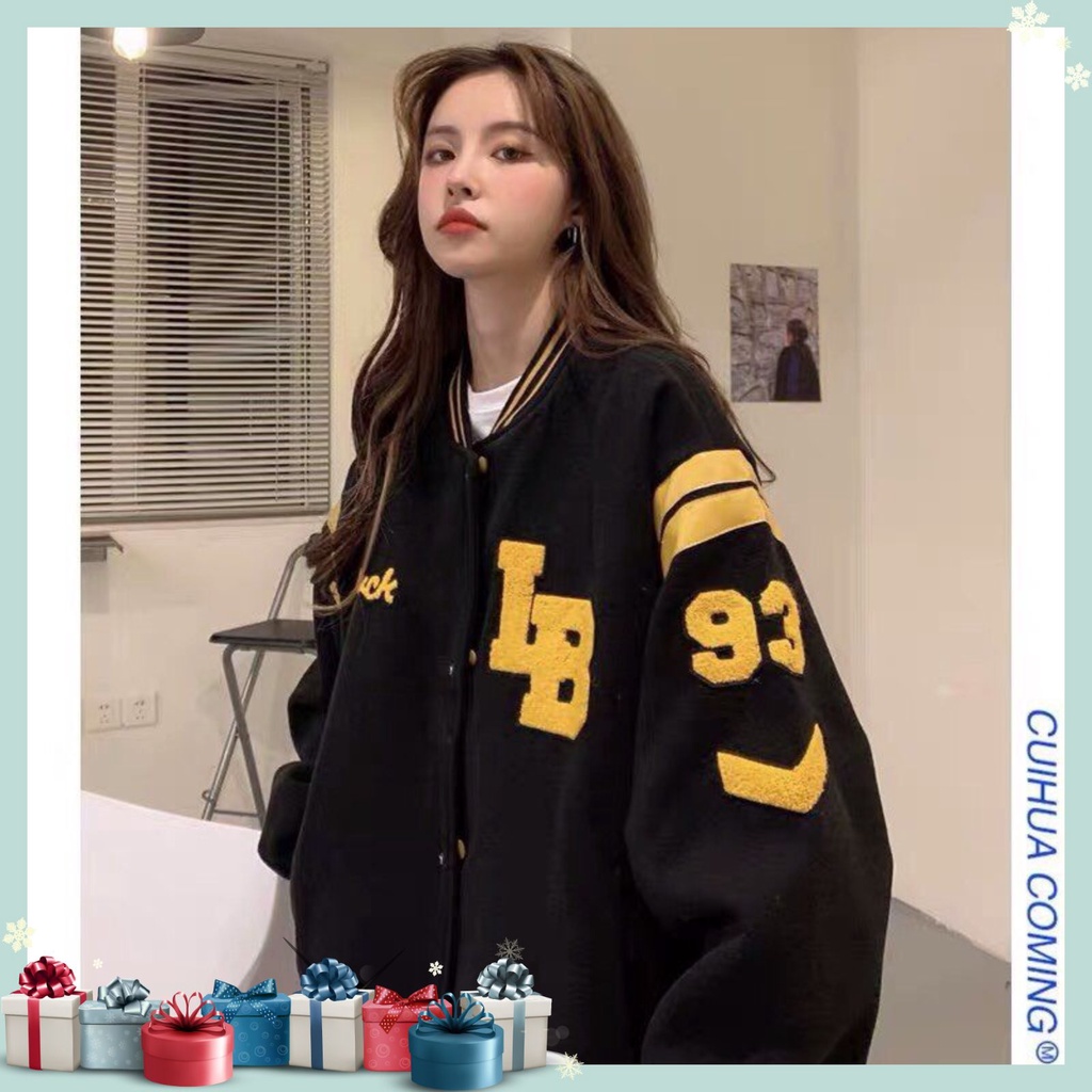 Áo khoác nỉ bomber nữ nam IB 93 from rộng | BigBuy360 - bigbuy360.vn