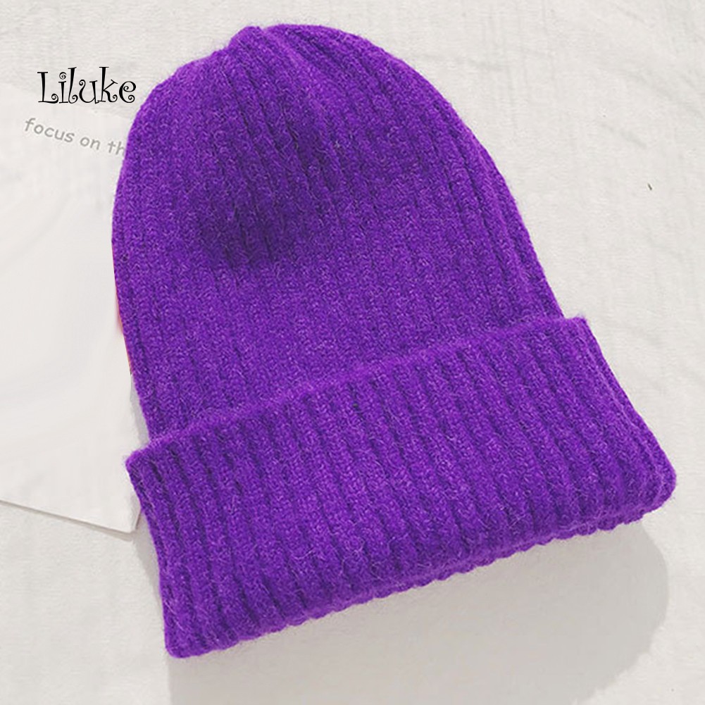Mũ Len Beanie Màu Trơn Thời Trang Thu Đông Cho Nữ