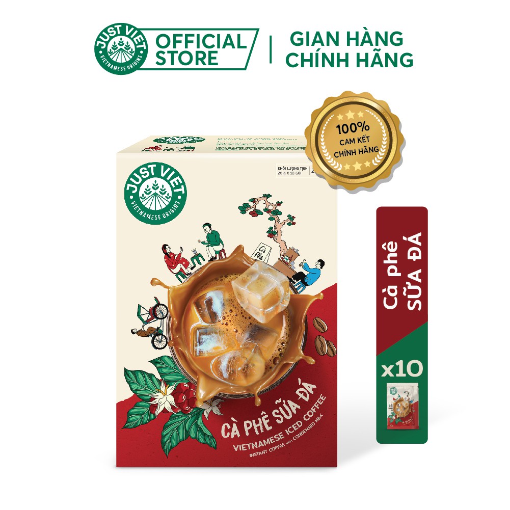 Cà Phê Sữa Đá Just Viet (Hộp)- Đúng Điệu Gu Việt - Sánh Đậm Tự Nhiên - Hộp 10 gói x 20g | BigBuy360 - bigbuy360.vn