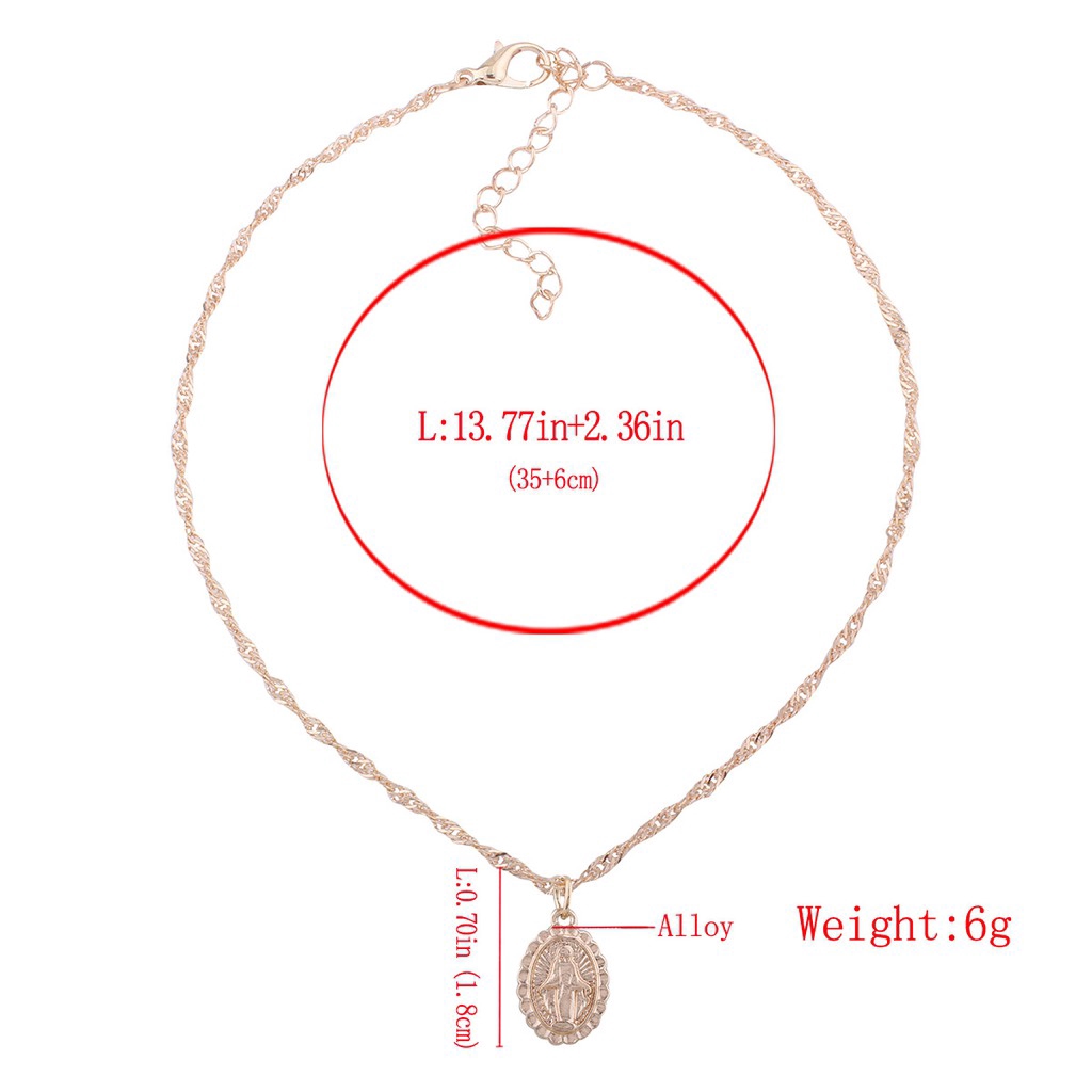 Dây chuyền hợp kim hai lớp mặt hình học và cây thánh giá màu vàng thời trang