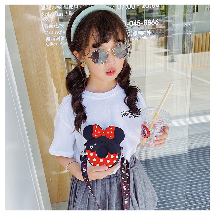 Túi đeo chéo Mickey, Minnie chất liệu silicon cao cấp cho bé trai bé gái phong cách Hàn Quốc