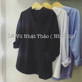 Áo sơ mi cổ V tay dài