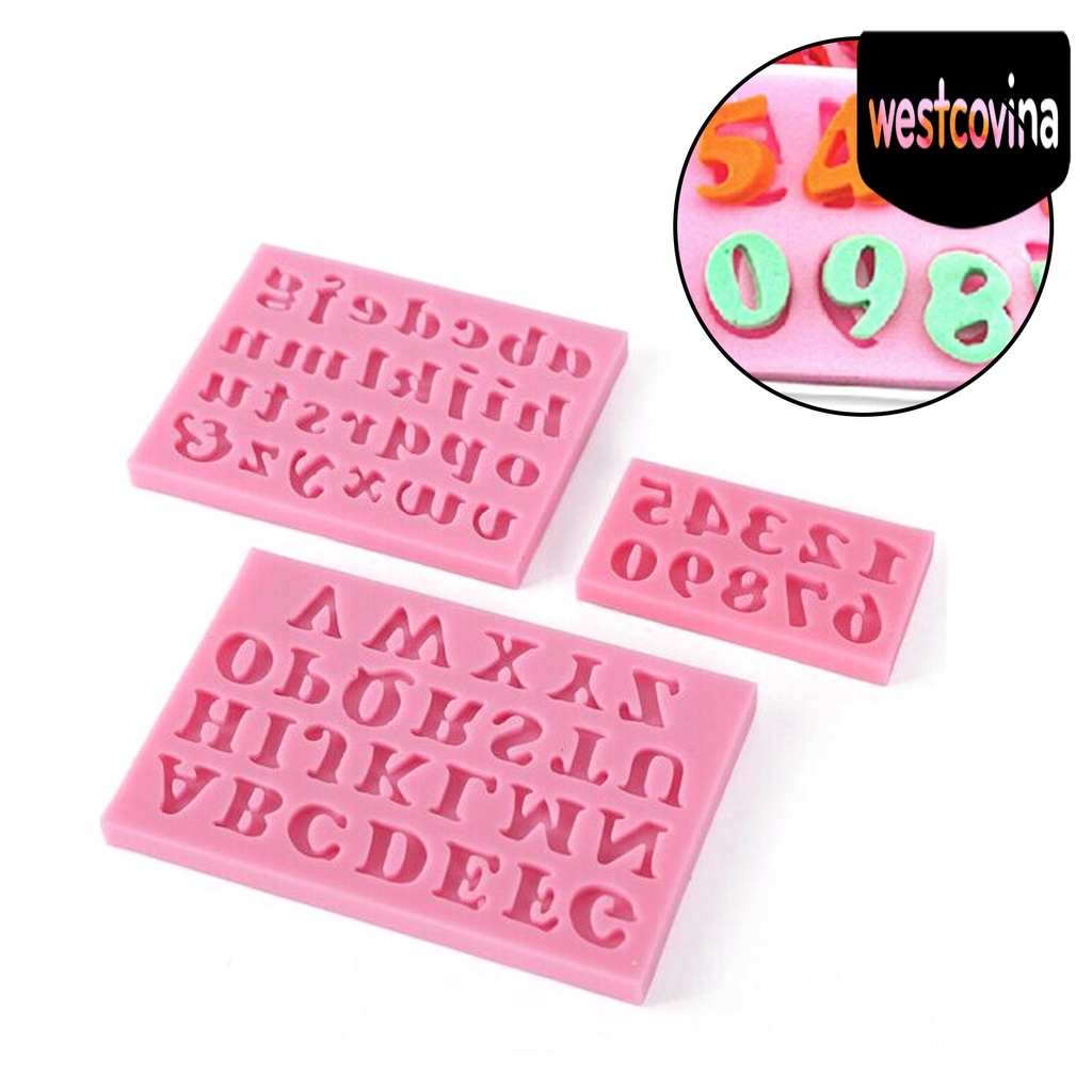 [Hot]☀ Bộ 3 Khuôn Silicone Làm Bánh Tạo Hình Chữ Cái &amp; Số Mini DIY