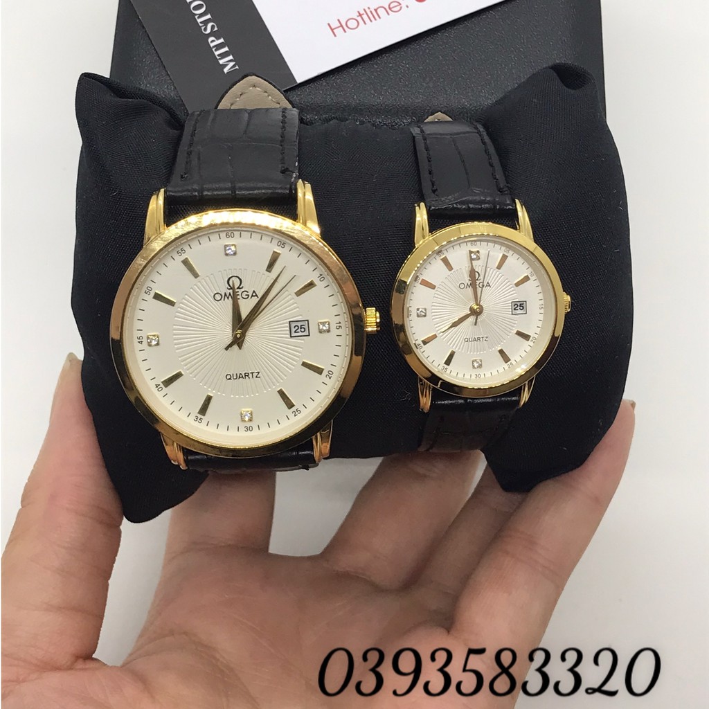 (Thẻ bảo hành 12 tháng) Đồng hồ Omega Nam nữ dây da đính đá tính tế | BigBuy360 - bigbuy360.vn