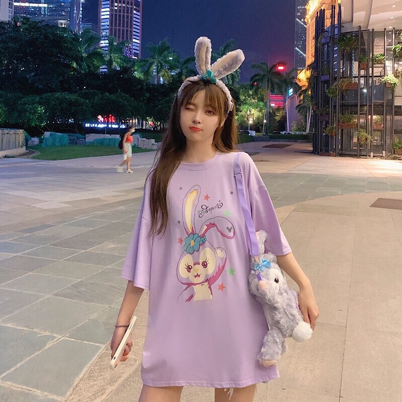 Áo Thun form thụng tay lỡ Unisex thỏ tai dài, áo thun tay lỡ Ulzzang thời trang hothit