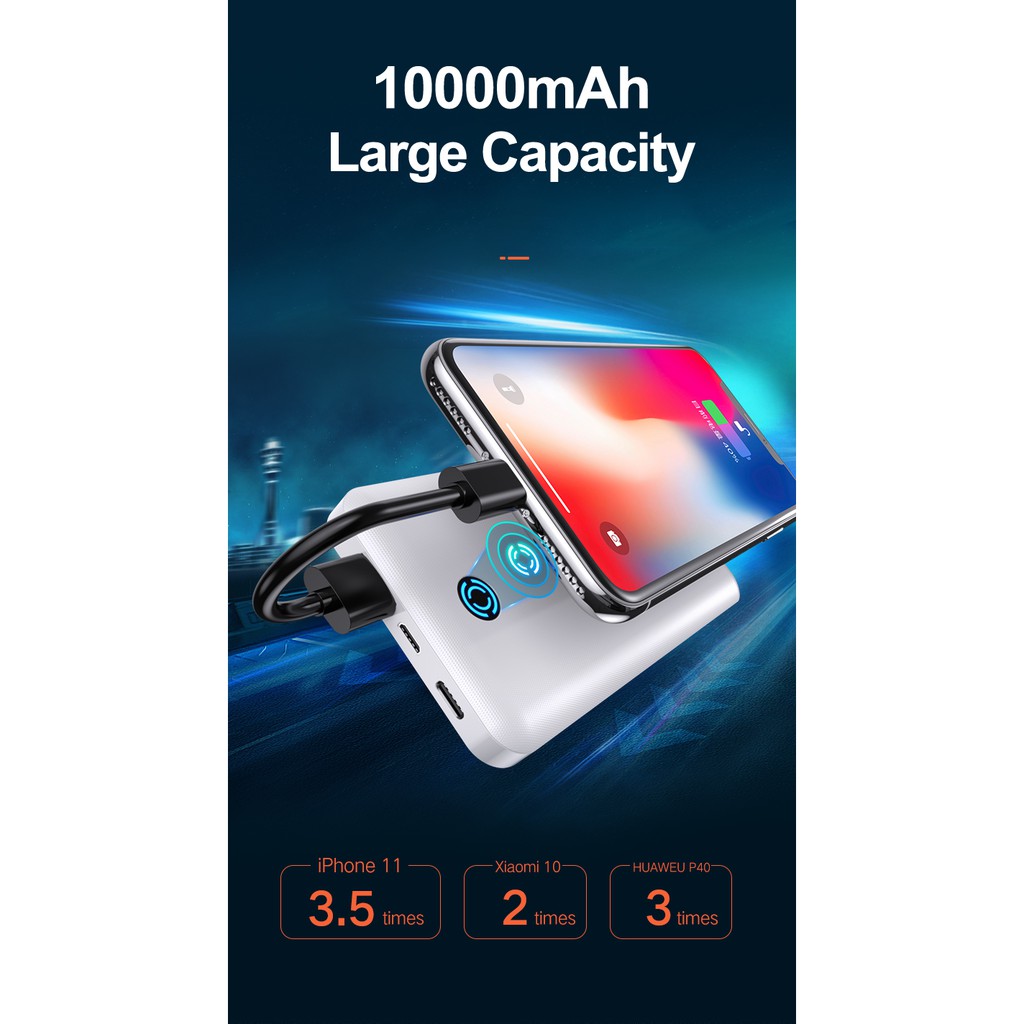 Sạc Dự Phòng YKZ USB Type C Dung Lượng 10000mAh Cho iphone Xiaomi Mi 9 Có Thể Mua Kèm Cáp