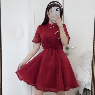Đầm Ngắn Đi Chơi LABELLE Màu Đỏ TKCC122