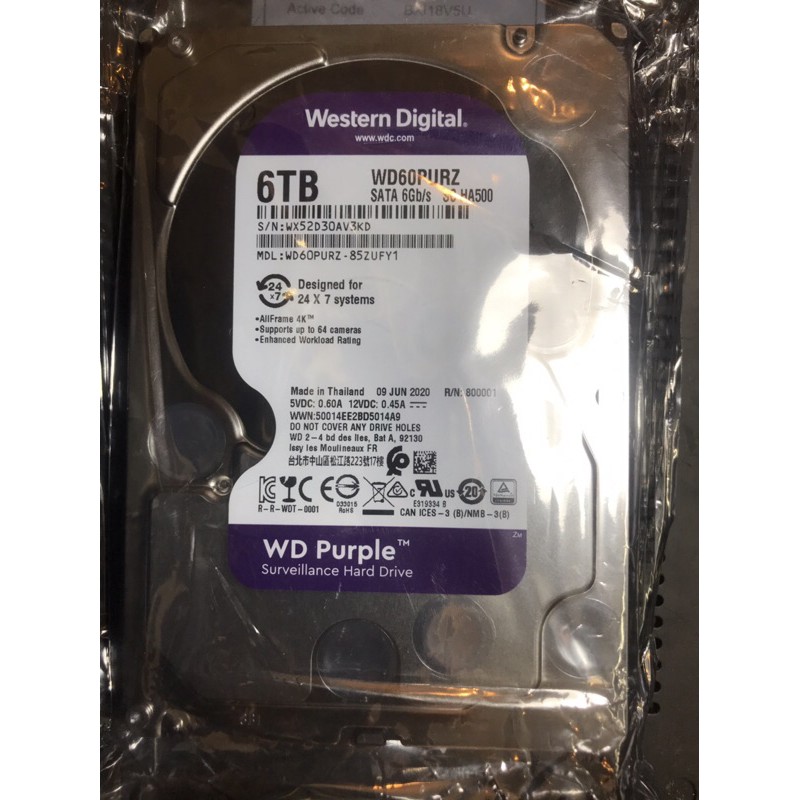 Ổ cứng HDD Western Purple 6Tb SATA3 5400rpm