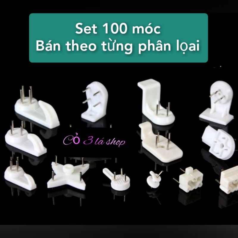 Set 100 móc đóng đinh treo vật dụng, đỡ khung tranh, ghim tường, móc 3 chân, 4 chân