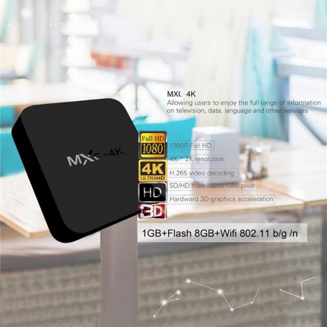 Bộ TV Box MXQ 4K Android 7.1 2.4G Wifi DLNA RK3229 1G+8G tiện dụng chất lượng cao