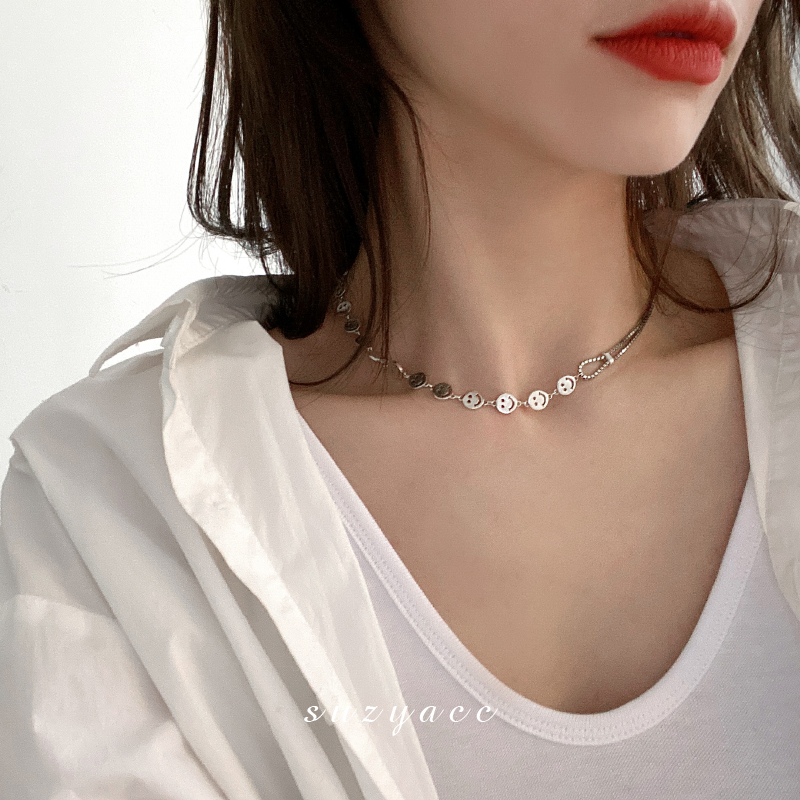 Dây chuyền hình mặt cười chất liệu thép không gỉ thời trang unisex