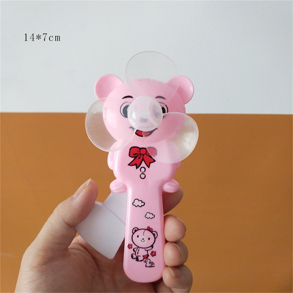 Quạt cầm tay mini bằng nhựa họa tiết hoạt hình bấm tay bấm dễ thương hình chú gấu an toàn cho trẻ em