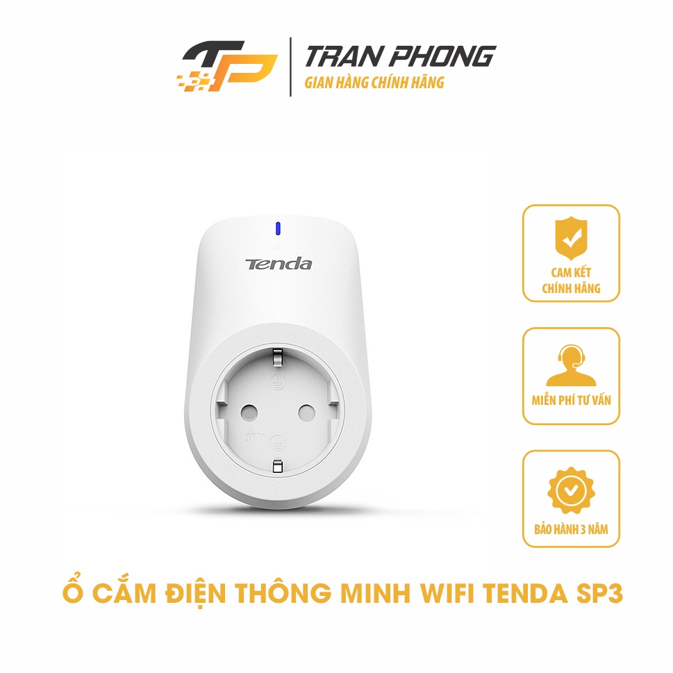 Ổ Cắm Điện WIFI Thông Minh Tenda SP3 Điều Khiển Từ Xa - Chính Hãng BH 3 NĂM