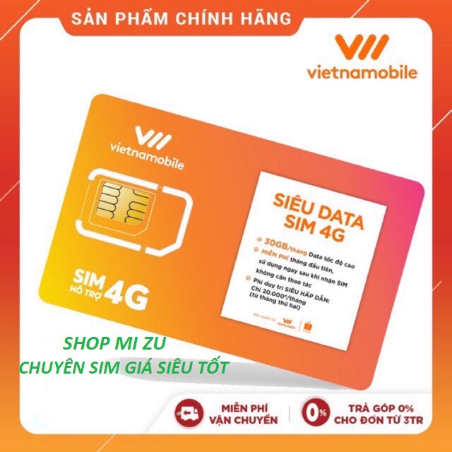 Sim 4G VNMB DATA không giới hạn cước tháng 20k