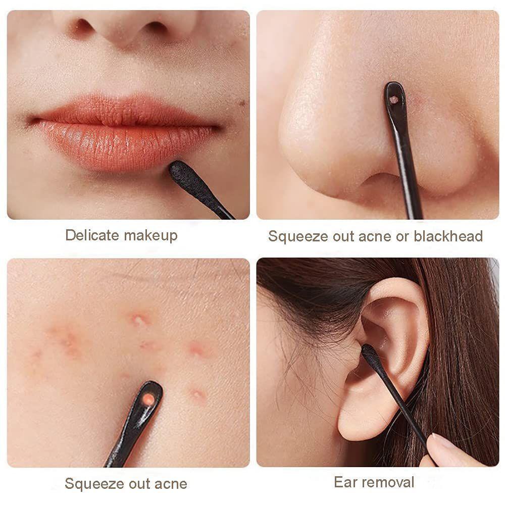 Tăm Bông Cotton Vệ Sinh Lỗ Chân Lông Chăm Sóc Sức Khỏe Màu Đen