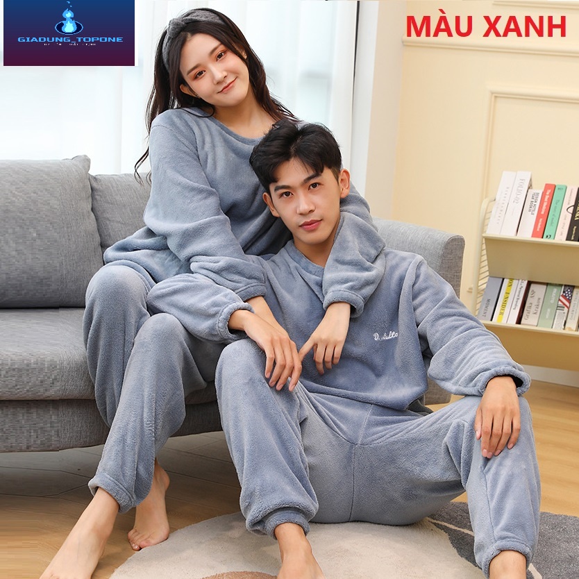 Bộ đồ ngủ đôi chất liệu nhung lót lông mùa đông nam nữ siêu ấm, siêu đẹp