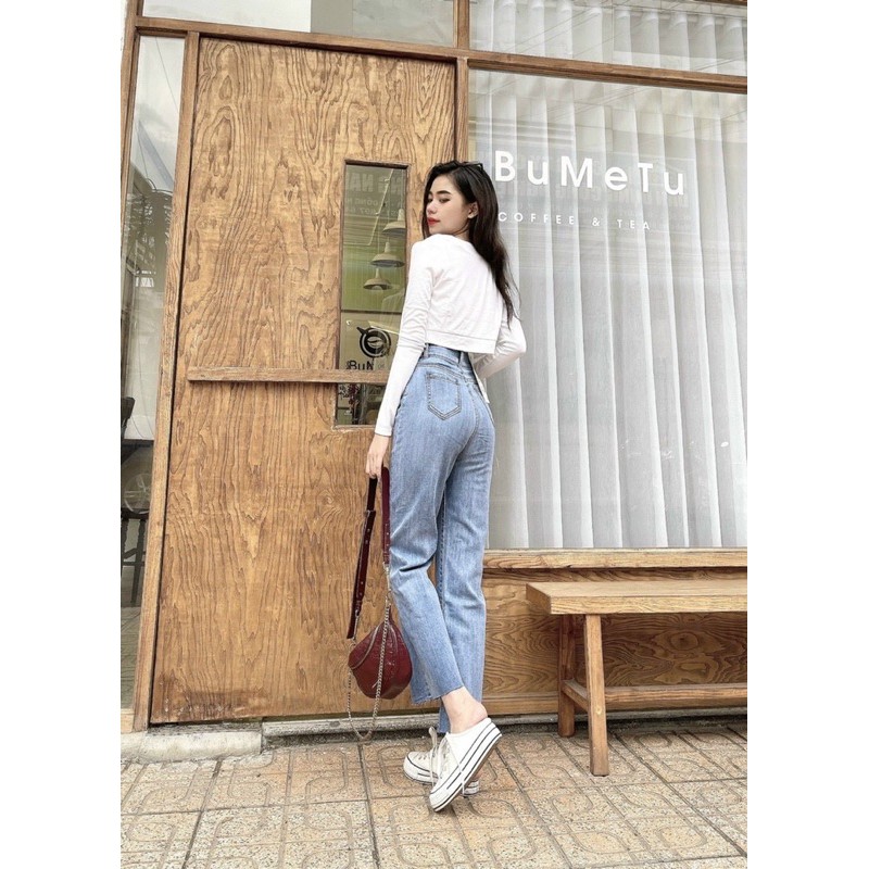 Quần jean ống suông ( xuông ) đứng co giãn tốt, lưng siêu cao ( hình thật 100%) | BigBuy360 - bigbuy360.vn