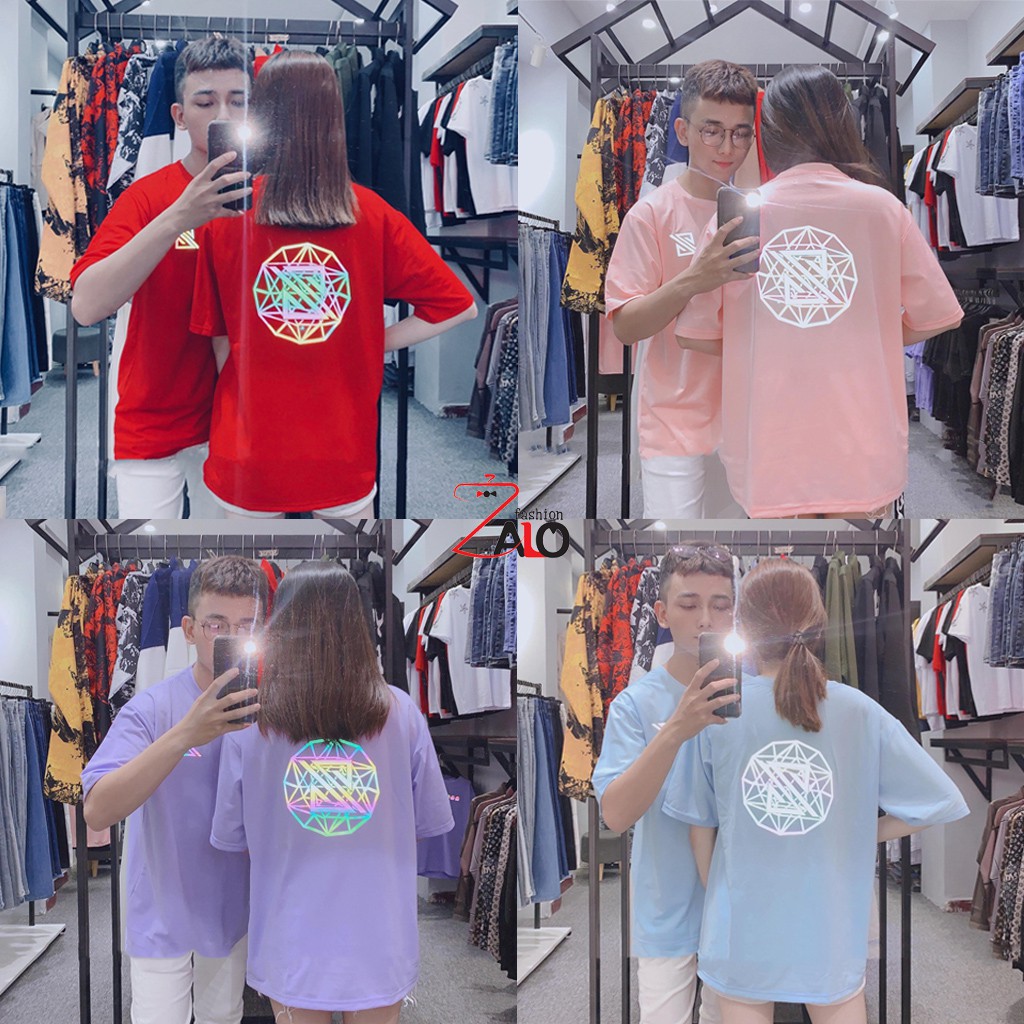 Áo Thun Phản Quang THE ZED Áo Thun Form Rộng Tay Lỡ ATPQ01 Nam Nữ Phản Quang Đa Sắc QSTORE