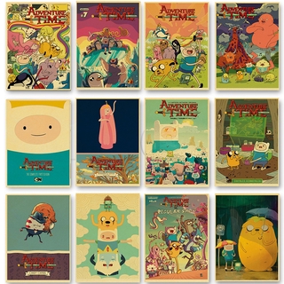 Tấm Áp Phích Dán Tường In Hoạt Hình Adventure Time with Finn and Jake Kiểu Vintage Dễ Thương Trang Trí Nhà Cửa