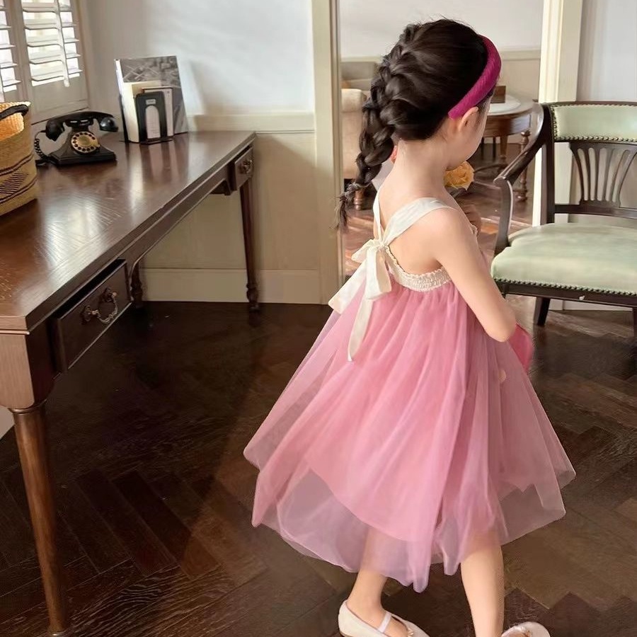 Đầm Công Chúa Hai Dây Thời Trang Mùa Hè Hàn Quốc Cho Bé Gái