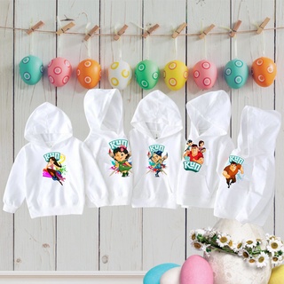 Áo Hoodie màu trắng in hình sữa kun gia đình kun cực yêu cho bé trai bé gái