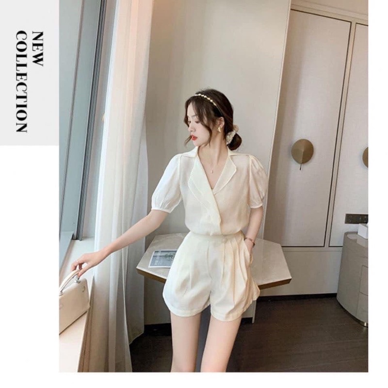 Set bộ sơ mi mix quần hàng QC xinh xắn