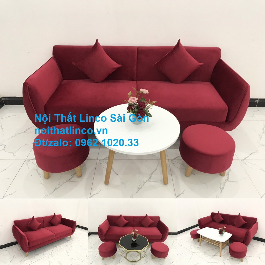 Ghế sofa văng dài 1m9 tại TP.HCM | Salong băng giá rẻ màu đỏ phòng khách | Nội thất Linco Sài Gòn