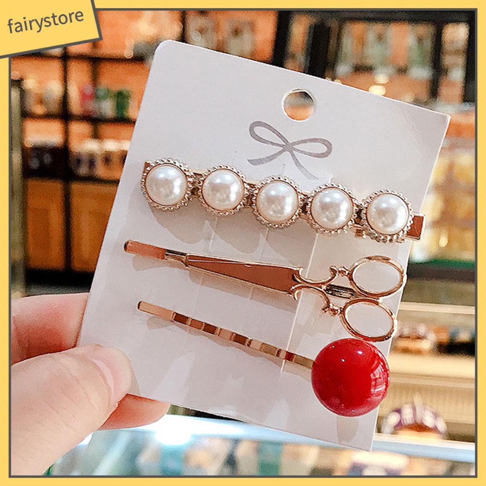 Set 2 / 3 Kẹp Tóc Đính Ngọc Trai Giả Thời Trang Cho Nữ