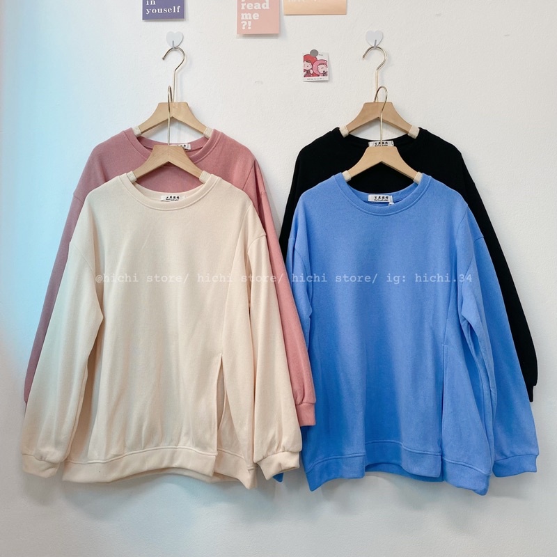áo sweater nỉ tăm dài tay trơn xẻ sườn 4 màu tự chụp phong cách ulzzang hàn quốc | BigBuy360 - bigbuy360.vn